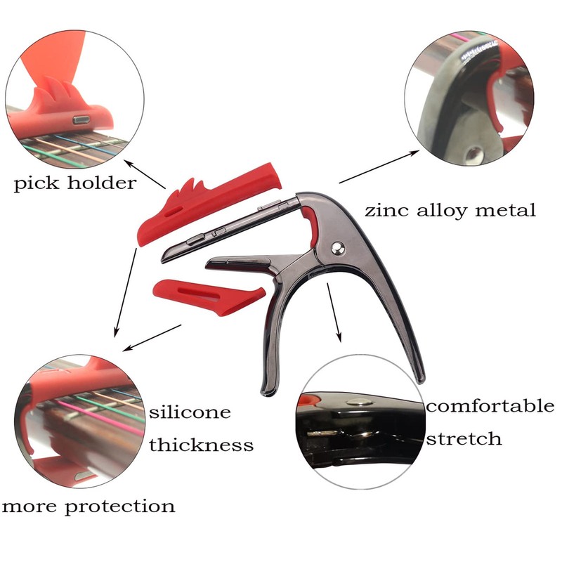 Guitar Capo with Pick Holder Zinc Alloy Acoustic Guitar Tone