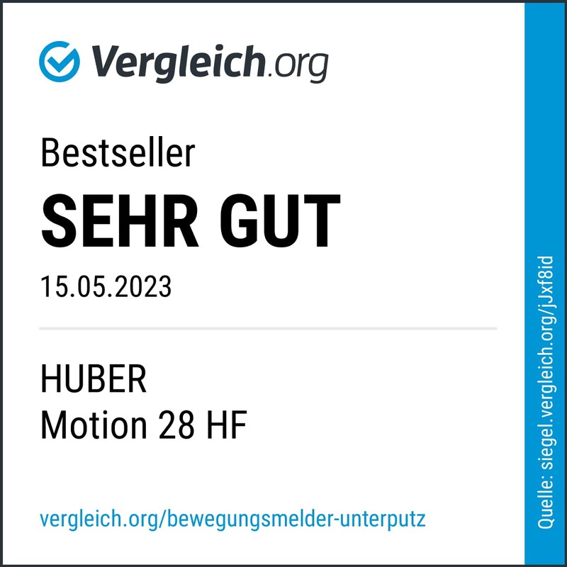 Huber Motion, 180° motion detector, white, fitted, concealed, energy efficient,