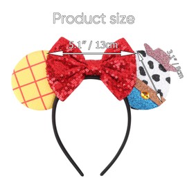 DRESHOW Mouse Ears Bow Headbands Glitter Party Decoration Cosplay Costume for Women