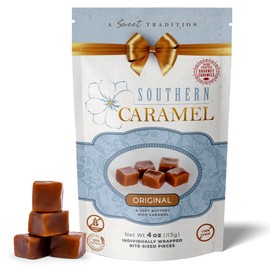 Southern Caramel Original Gourmet Caramels, Rich Buttery Caramel Candy, Handcrafted Sweet & Creamy Perfection, No Corn Syrup, Gluten Free, Individually Wrapped Bite-Sized Delights, 4 oz (Pack of 1)