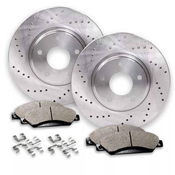 Apex One Front Drilled Brake Rotors + Pads for 2009