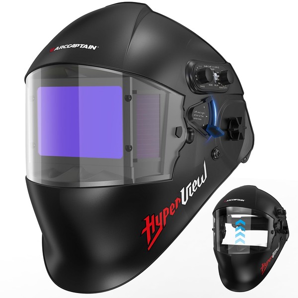 ARCCAPTAIN Flip Up Design Welding Helmet, Large Viewing 3.94" x