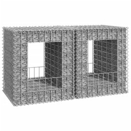 vidaXL Gabion Basket Posts Set - Durable, Weather-Resistant Iron Material - Size 19.7"x19.7"x23.6" - Suitable for Garden and Patio Decorations - Stable Construction - Silver
