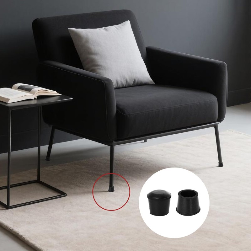 Zinkebol 10 PCS Black Round Rubber Chair Leg Caps Tips,
