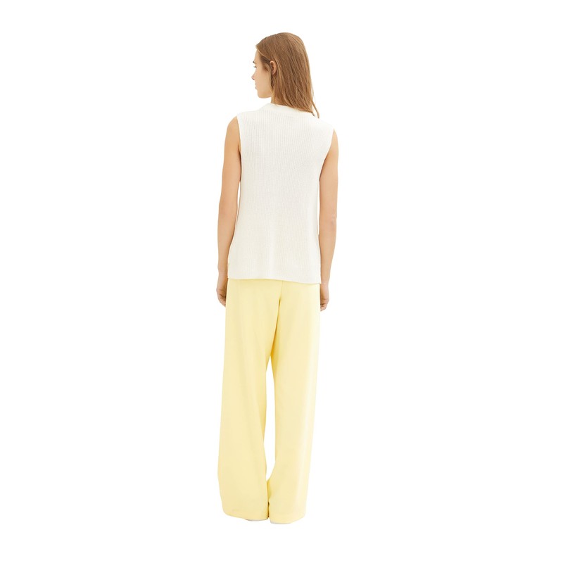 TOM TAILOR Denim Women's Crewneck Sweater Vest, 10348 Gardenia White