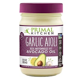 Primal Kitchen Garlic Aioli Mayo made with Avocado Oil, Whole30 Approved, Certified Paleo, and Keto Certified, 12 Ounces