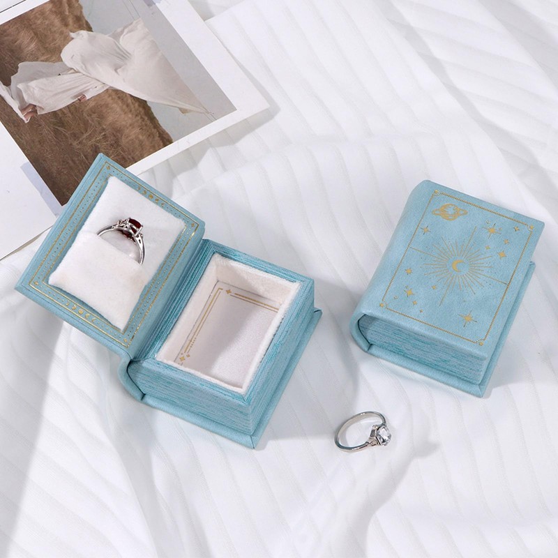 Book Design Premium PU Leather Jewelry Box Elegant Display Holder