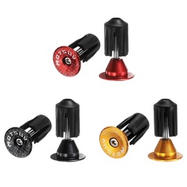 sourcing map 3Pair Bar End Plugs Aluminum Handlebar End Caps Bike Plugs 0.7oz Expanding Locking for MTB Road BMX Fixed Gear Bike, Yellow Red Black