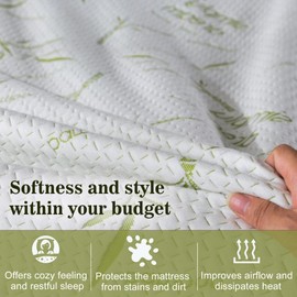 BolBom Full 100% Waterproof Mattress Protector, Soft Breathable Rayon Bamboo Mattresses Pad Cover, Cooling Mattress Protectors with 17” Deep Pocket, Tightly Fitted- 54”x 76”x 14” Mattress Protection