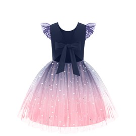 Arshiner Toddler Birthday Dress Party Special Occasion Star Tutu Tulle Tie Back Ruffle Sleeve Summer Toddler Girls Dress Pink Blue Size 8