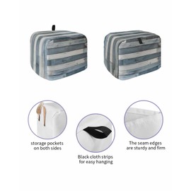 Wood Grain Texture 2 Slice Toaster Cover Vintage Blue and Gray Wood Grain Toaster Dust Cover Fingerprint Protection Bread Machine Kitchen Appliance Protector