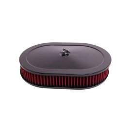 HRC Black 12" Air Cleaner Set 4-Barrel Carburetor 5-1/8" Neck Washable Muscle Red