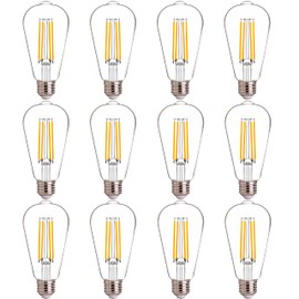 FLSNT 100W Equivalent LED Edison Bulbs, ST19 Dimmable LED Light Bulbs for Pendant Light, Wall Lamp, High Brightness with 1000LM, 2700K Soft White, 8W, E26 Base, 12 Pack