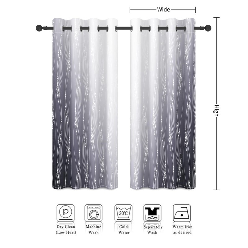 Sillsloso Black White Room Darkening Blackout Curtains for Bedroom Ombre