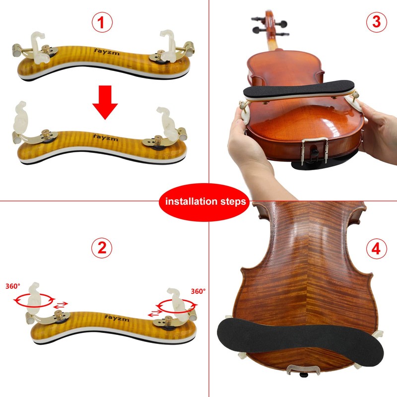 Rayzm Violin Shoulder Rest for 3/4 & 4/4 Violins, Collapsible