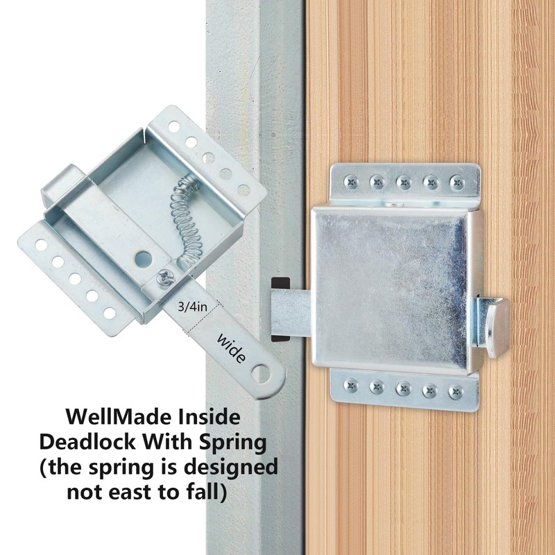 WellMade Inside Deadlock, Heavy Duty Garage Doors Side Lock, Galvanized