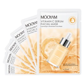 6 Pack Vitamin C Serum Sheet Masks - Hydrating & Smoothing, Moisturizing & Nourishing for All Skin Types