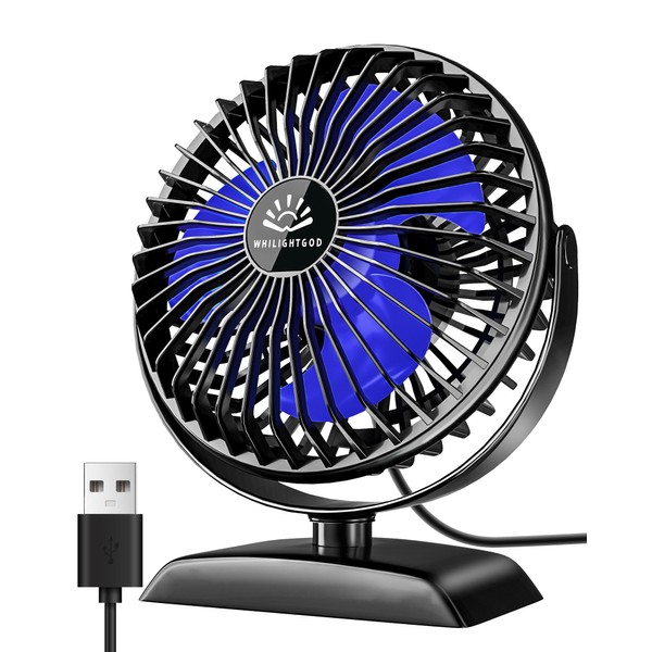 USB Desk Fan, Mini Fan but Powerful, Portable USB Fan with 3 Speeds, Quiet Table Personal Fan, 360°Rotate Coolness, Small Table Fan for Home,Office, Bedroom, Desktop,Travel, USB Powered, Black