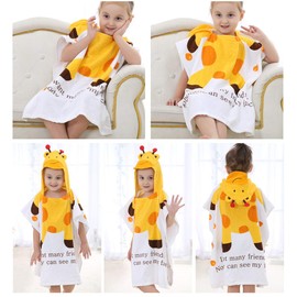 InsHere Super Absorbent & Soft Shower and Beach Toddler Hooded Towel for Baby Kids with Cute Cartoon Design (Deer)