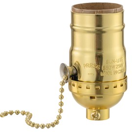 Lamp Socket with Pull Chain, E26 Standard Threaded Base, Lamp Parts for Table and Floor Lamps Replacement,Table lamp Accessories, Light Bulb Socket with Pull Chain Switch, UL Listed,(Gold)
