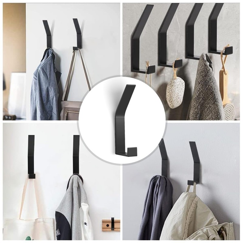 Pack of 6 Coat Hooks, Coat Hooks, Black Coat Hooks,