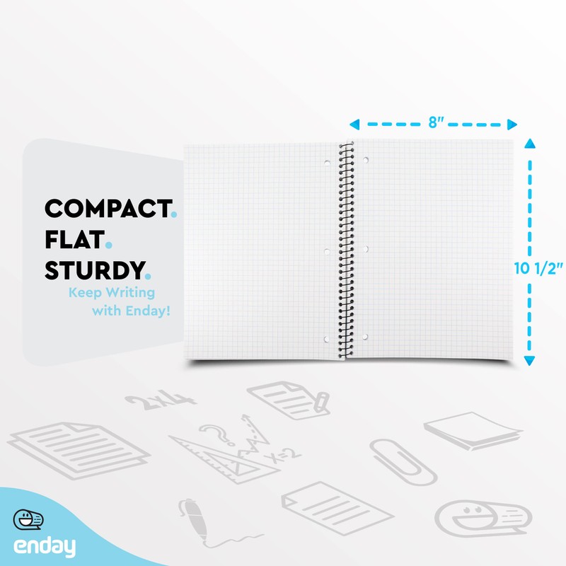 Enday Graph Paper Notebook 8.5 x 11 with Plastic Cover,