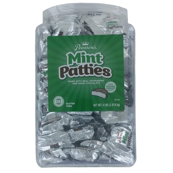 Pearson's Mint Patties | Made with Decadent Dark Chocolate and Real Peppermint | 64 Oz Jar | Individually Wrapped