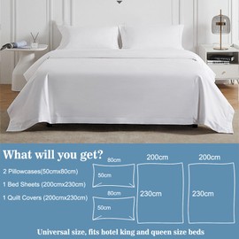 4pcs Premium Disposable Travel Bedding Set Large Size Bed Linens including One Bedsheet, One Quilt Cover, Two Pillowcases, Portable Ready-To-Use Bedset Breathable for Hotel Camping Trip Hospital