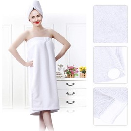 Keenso - Juego de Albornoz de SPA para Mujer con Gorro de Secado rápido, Toalla de Secado rápido, diseño de Gancho y Bucle Ajustable, Rosa y Azul, 90 x 150 cm