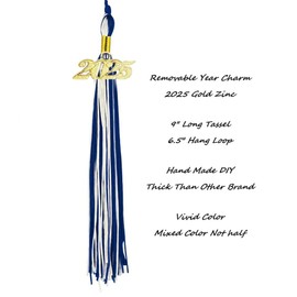 HEPNA Graduation Cap Tassel,Honor Tassels for Graduation Photography,2021 Date Drop Medium,Navy/White
