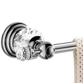 Bathroom Silver Towel Bar, Adjustable Crystal Towel Holder, 24 Inch Towel Racks for Bathroom Wall Mounted, Modern Home Towel Rod, Silver Bathroom Towel Racks Single Bar