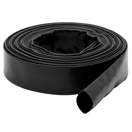 DAVCO 1.5" x 50 ft Extra Heavy Duty Discharge Pool Backwash Hose, Reinforced PVC Lay Flat Water Hose, Weather and Burst Resistant, Best Pool Filter Pump Hose & Drain Pool Hose, Black