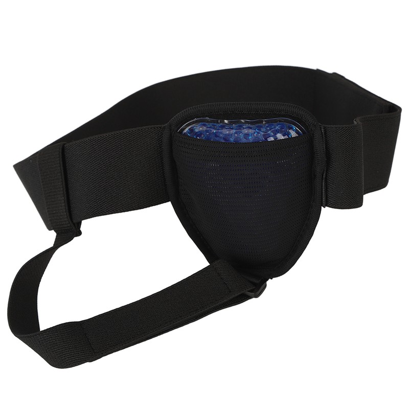 Inguinal Hernia Belt Adjustable Black PVC Gel Bag Soft Foam