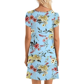 HOTGIFT - Vestido de verano para mujer, suelto, suave, para bañar, playa, vestido de verano, Peonía amarilla cian, M