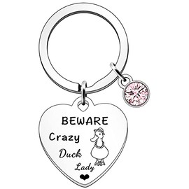 SDOFY Duck Gifts for Women Duck Gifts Duck Keyring Keychain Duck Lovers Gift Beware Crazy Duck Lady