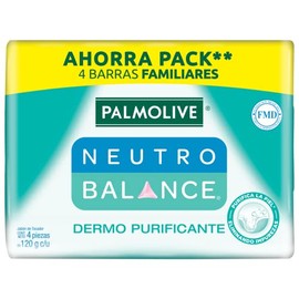 Jabón en barra Palmolive Neutro Balance Dermo Purificante paquete de 4 de 120 g cada uno, contenido del paquete 480g