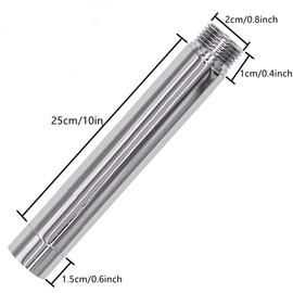 OHAOLYLE Shower Head Extension Arm,Shower Arm Extension,Shower Extender Arm Water Outlet Lowers Existing Shower Head Handheld Shower Pipe Extender Straight Silver for Bathroom Accessory (10 inch)