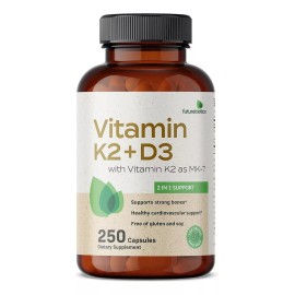 Futurebiotics Vitamina K2 (mk7) + D3 5,000iu Con 250 Capsulas Hecho En Usa Sabor Sin Sabor