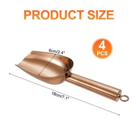 uxcell 4pcs Metal Ice Scoop, 7.1" x 2.4"Stainless Steel Ice Scooper for Kitchen Party Bar Wedding Use, Rose Gold