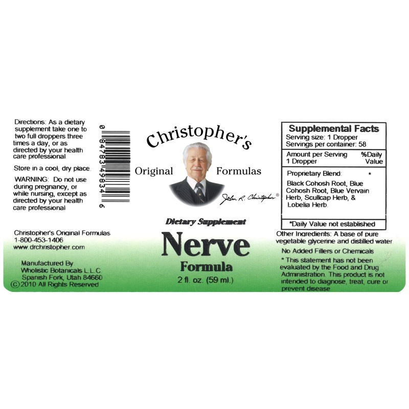 Christopher's Original Formulas Nerve Formula, Natural Herbal Supplement, 2 oz