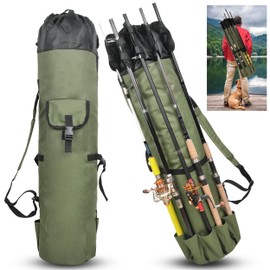 Fishing Rod Reel Case Bag Organizer Soft Fishing Rod Case Carrier Holder Pole Tools Fishing TackleStorage Bags