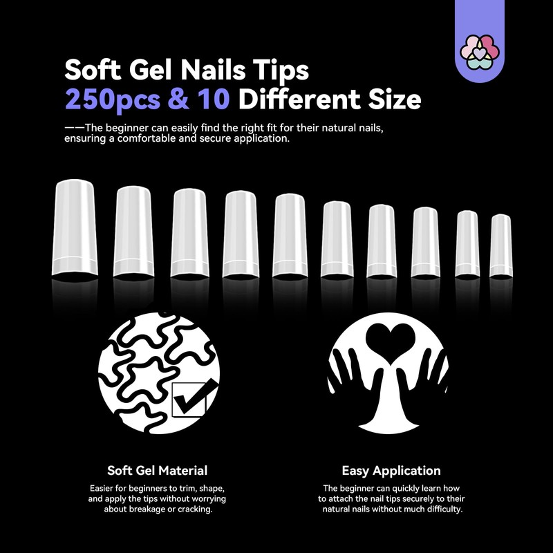 Saviland Nail Tips Set: Half Covered False Nails
