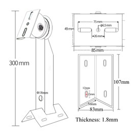 OwlCat Universal Indoor Outdoor Wall Mount CCTV Security Camera Mounting Bracket Pole Mount Right Angle 90 Degree CCTV Surveillance Camera Stand, White, Length: 310mm,Width: 83mm,Height: 107mm, BR360