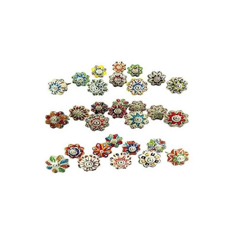 JGARTS Dotted Mix Color Multi Designed Ceramic Cupboard Cabinet Door