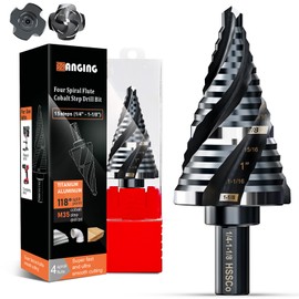 Four Spiral Flute Step Drill Bit for Metal,M35 Cobalt Unibit Step Drill Bit Set 1/4" - 1-1/8"(15 Sizes),Wear-Resistant AlTiN Coated,3/8" Hex Shank for Metal, Stainless Steel, Aluminum, Plastic