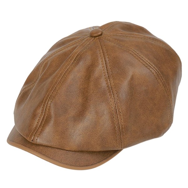 HeiDmai PU Leather Newsboy Flat Cap Ivy Cabbie Cap Irish