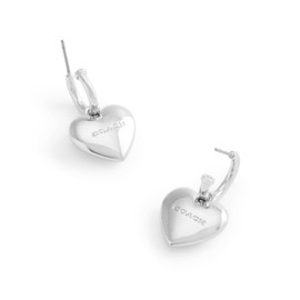 COACH Women's Signature Heart Charm Huggie Earrings