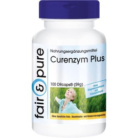 Fair & Pure Curenzyme Plus, 100 Capsules, Swallow-Friendly, Gastric Juice-Resistant, Enzyme Complex with Bromelain, Trypsin, Chymotrypsin and Rutoside, No Magnesium Stearate, Made in Germany