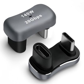 Seminer USB C 180 Degree Angled Adapter (2 Pack), U Shape USB-C Male to USB-C Female Adapter Connector with PD 140W/20 Gbps, USB-C Extender Adapter for Steam Deck, Switch, Laptop, Tablet, Phone