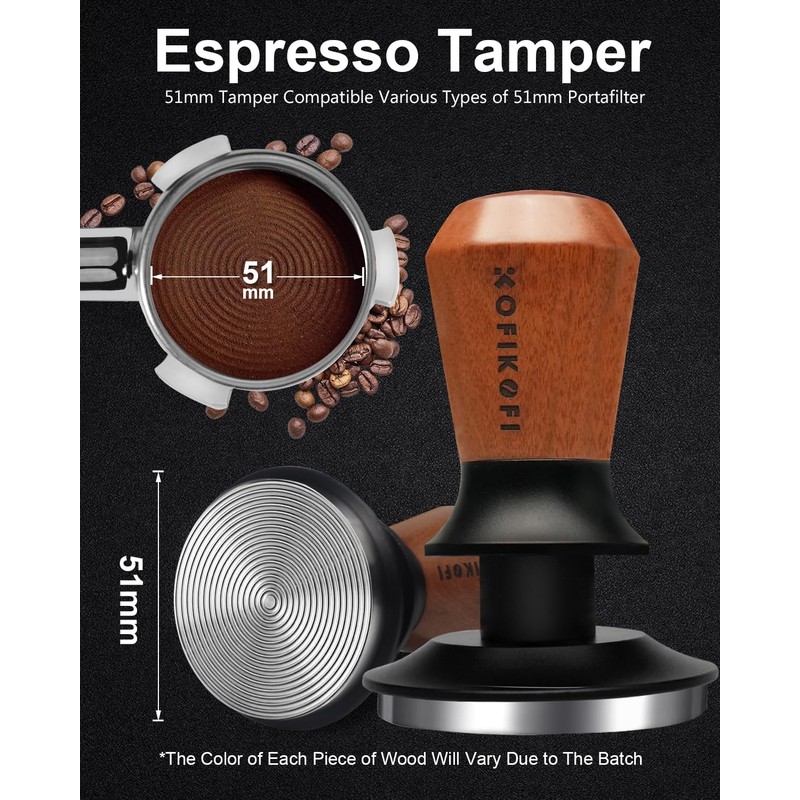 KOFIKOFI 53.3mm Espresso Tamper, Coffee Tamper with Two 30lbs Spring